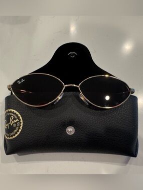 Ray-Ban Women's Gold Frame Brown Lens Slim Oval Sunglasses